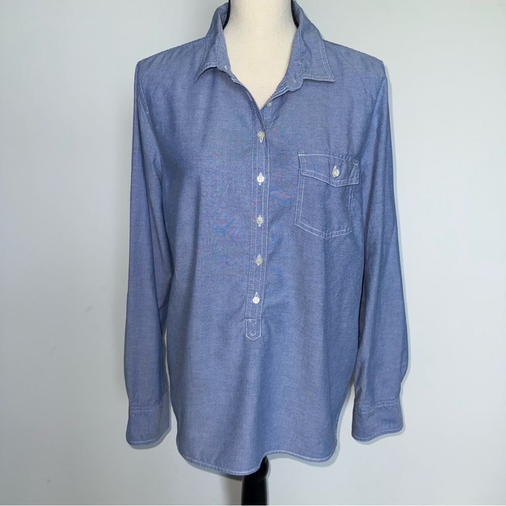 J.‎ Crew Women’s 3/4 Button-Down pullover timeless classic cotton Shirt SZ large
